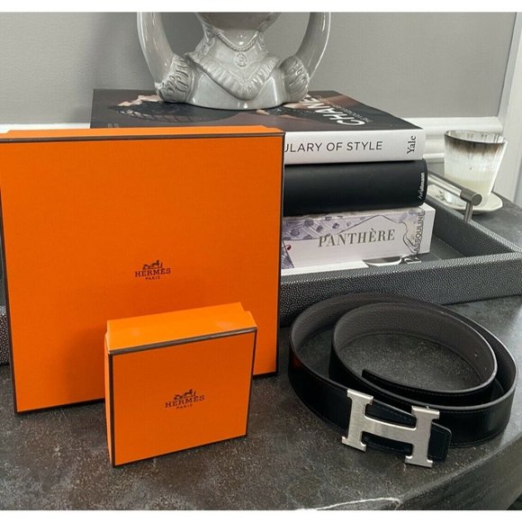 Hermes Accessories - HERMÈS Reversible Black / Grey Gris Silver H Belt